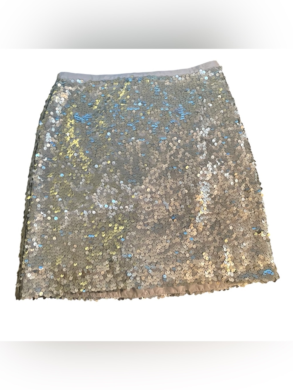 J Crew Silver Sequin Mini Skirt Women’s Size 2 Lined Party